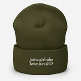 Just A Girl Who Loves Her German Shepherd GSD Cuffed Beanie . Olive