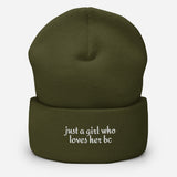 Just A Girl Who Loves Her Border Collie BC Cuffed Beanie . Olive