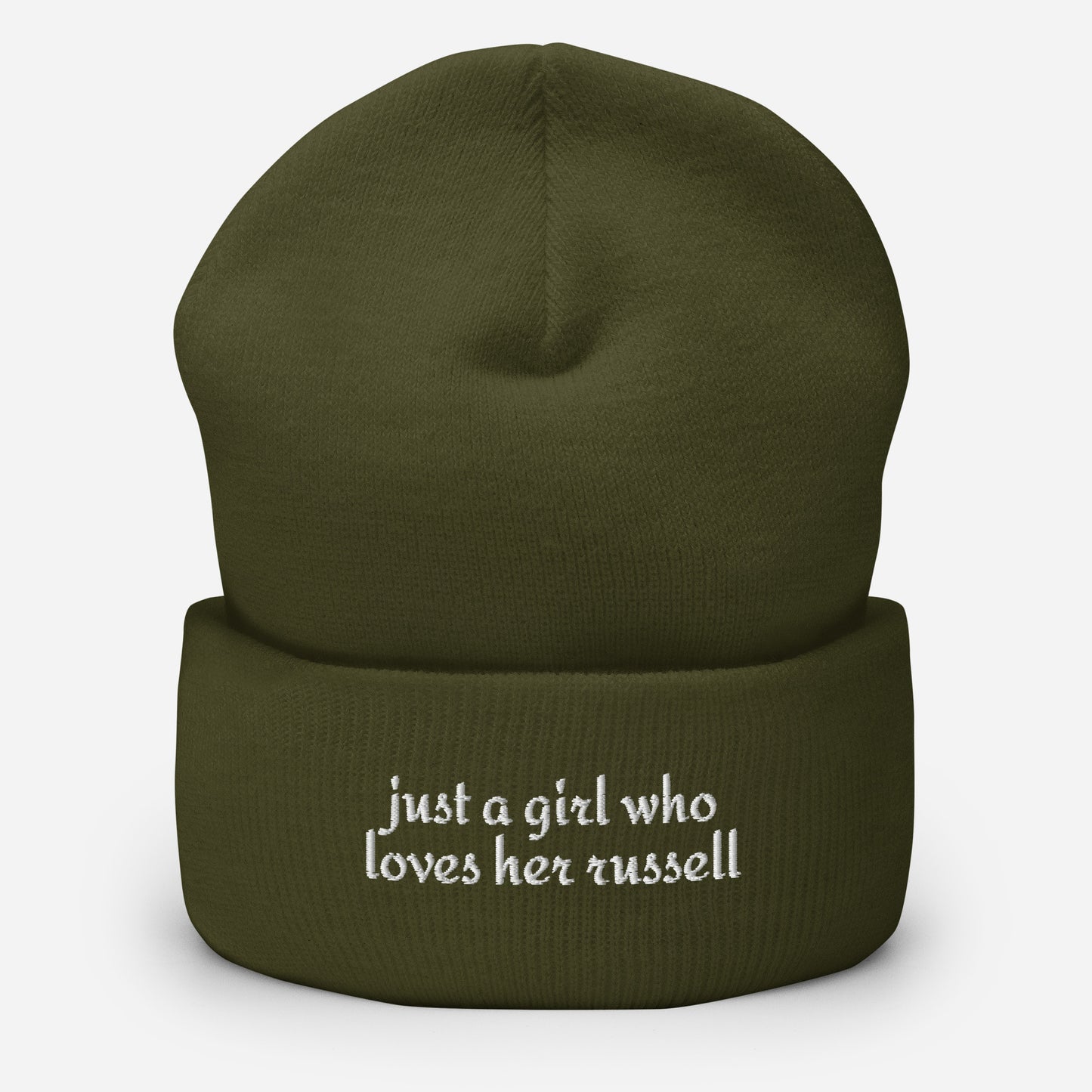 Just A Girl Who Loves Her Jack Russell Terrier Cuffed Beanie . Olive