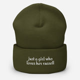 Just A Girl Who Loves Her Jack Russell Terrier Cuffed Beanie . Olive