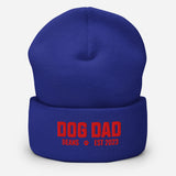 Custom Dog Dad with Dog Name Embroidered Cuffed Beanie . Royal