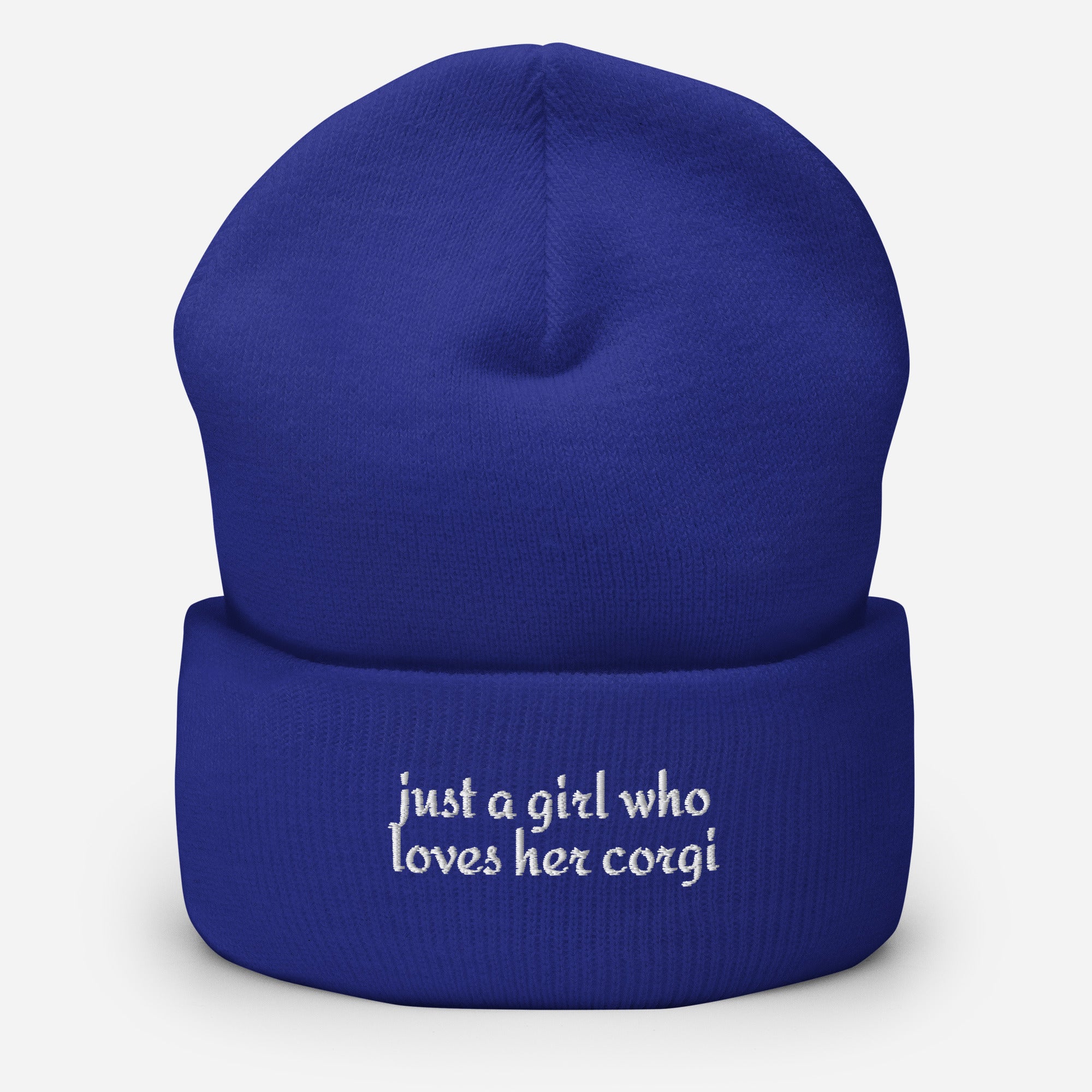 Just a Girl Who Loves Her Corgi Cuffed Beanie . Royal