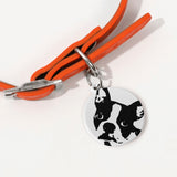 Custom Boston Terrier Dog Head Tilt Laser Metal Alloy Dog ID Tag