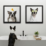 Custom Dog Bathroom Portrait from Your Dog's Photo Framed Poster .