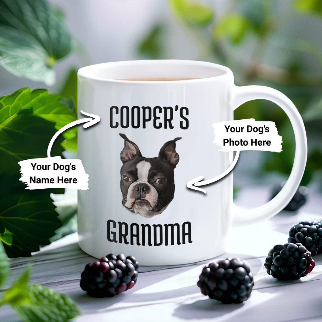 Custom Dog Grandma With Dog's Name White Glossy Mug - Dog Grandmother Gift