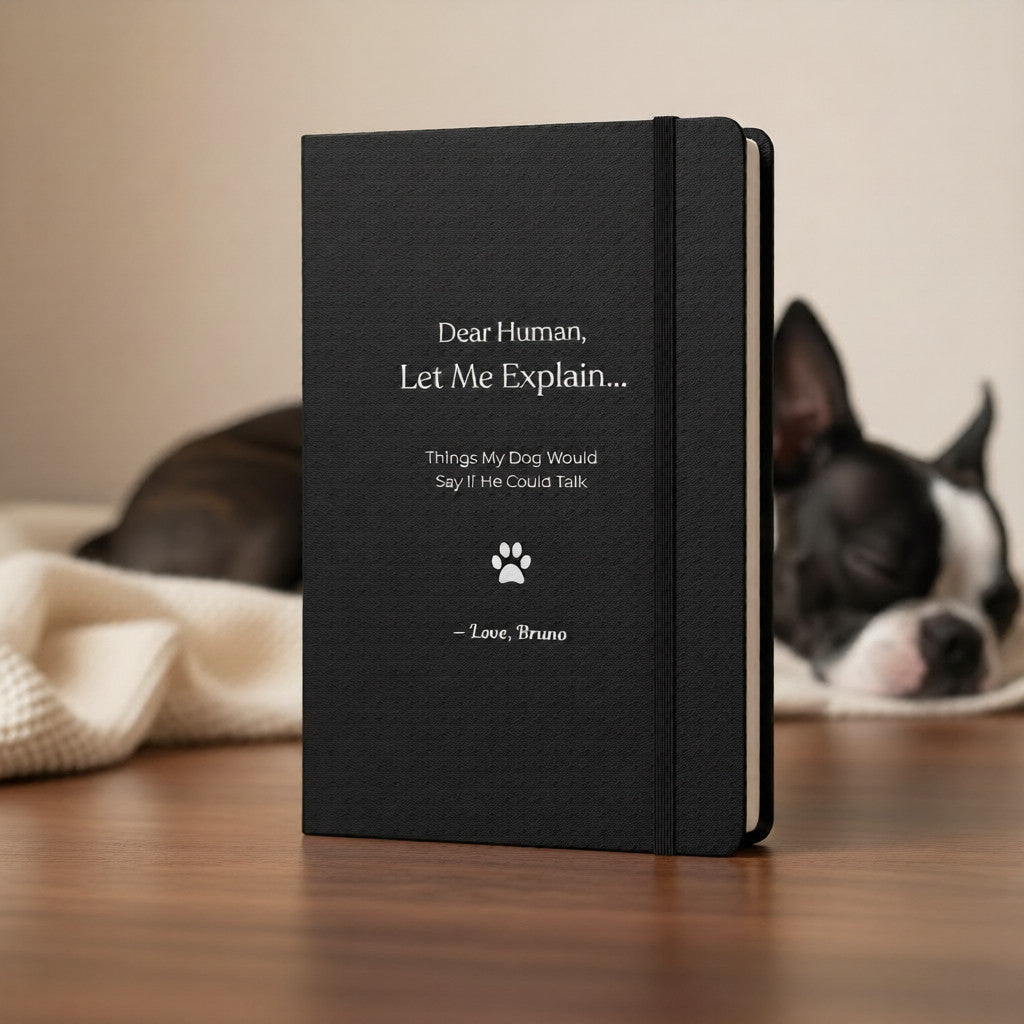 Custom Dog Notebook – Things My Dog Would Say If He Could Talk Hardcover Bound Notebook - Personalized Dog Journal, Funny Pet Memory Book . Black