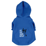 Dog Zip-Up Hoodie - Eat Fart Snore Repeat - Blue