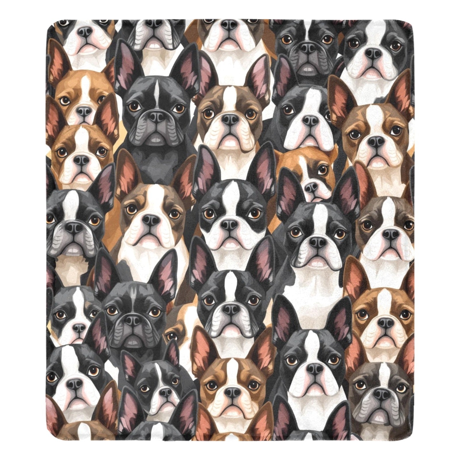 Boston Terrier Dogs Crowd Ultra-Soft Micro Fleece Blanket .