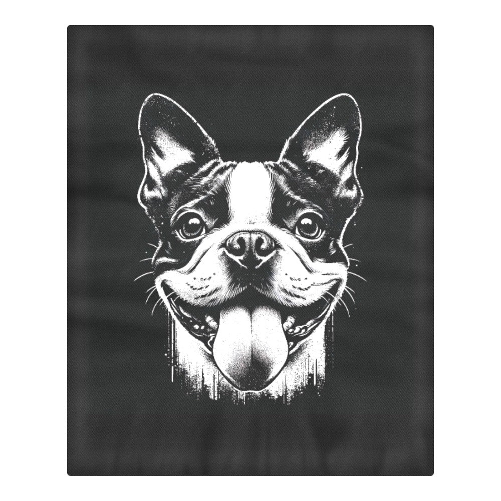 Grungy Boston Terrier Tongue Out 3-Piece Bedding Set