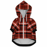 Dog Zip-Up Hoodie - Red Black White Plaid