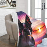 Boston Terrier Dog Stunning Sunset Ultra-Soft Micro Fleece Blanket