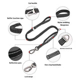 Reflective Dog Leash With Elastic Bungee Buffer And Seat Belt Buckle Clip