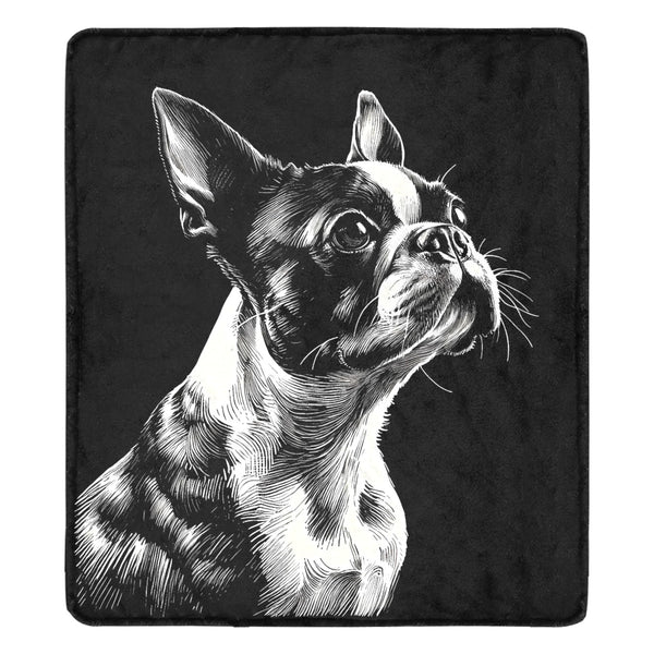 Boston Terrier Line Art Ultra-Soft Micro Fleece Blanket