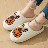 French Bulldog Pumpkin Embroidered Slippers