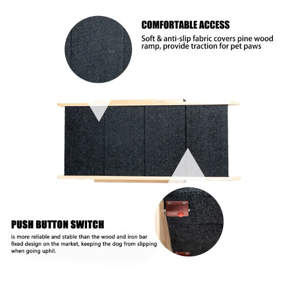 Wooden Foldable 4-storey Pet Stairs and Ramp