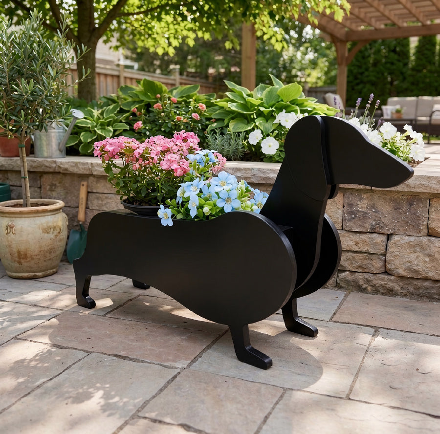 Dachshund Shaped Planter .