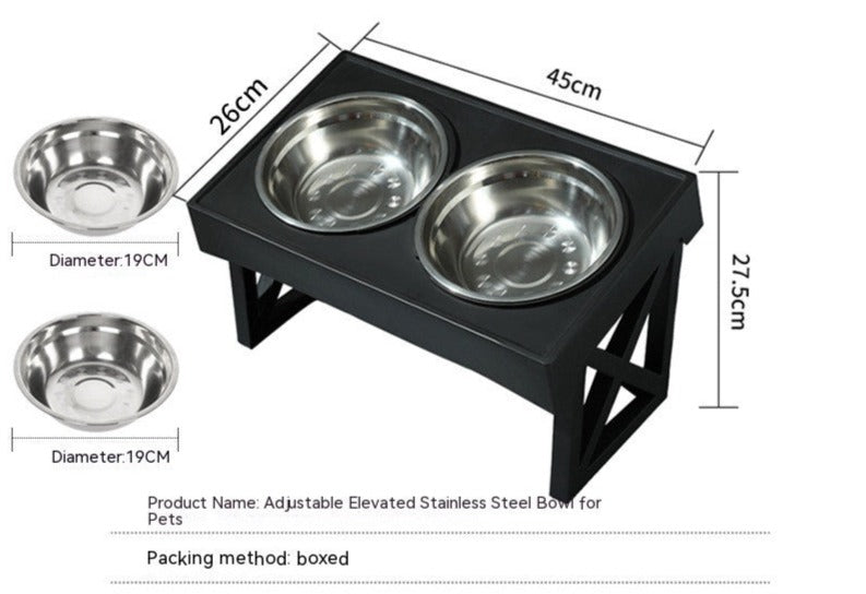 Adjustable Elevated Stainless Steel Plastic Slow Feeder Dog Bowl