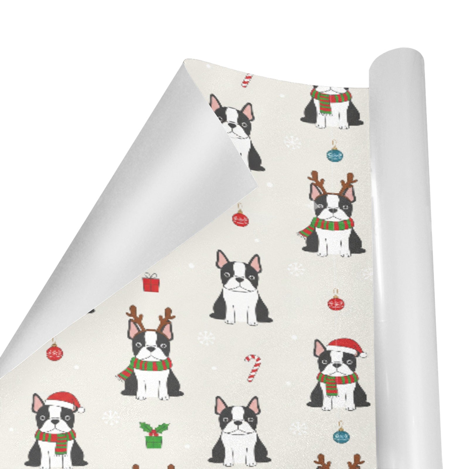 Cute Boston Terrier Christmas Holiday Gift Wrapping Paper 58"x 22.8" (1 Roll) .