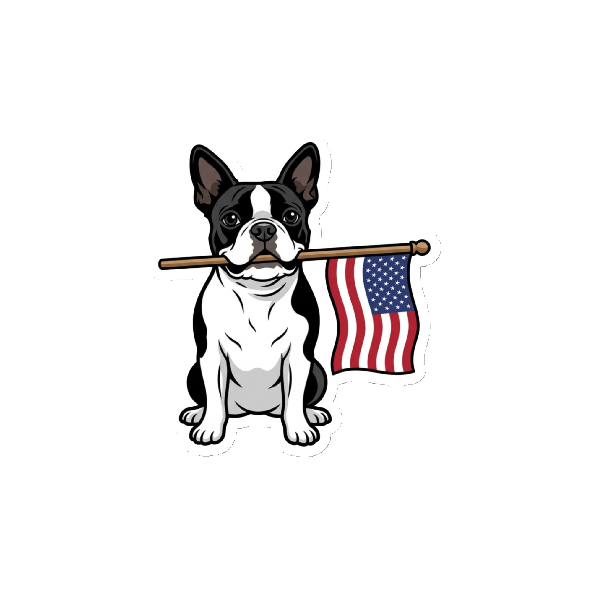 American Flag Boston Terrier Dog Magnet . 4″×4″