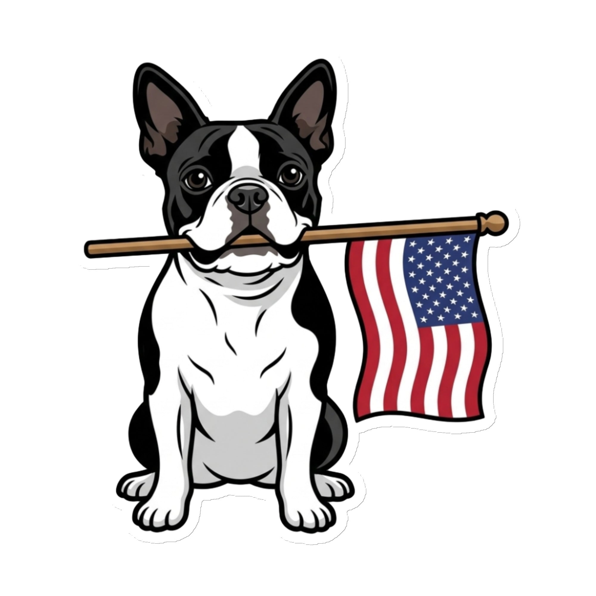 American Flag Boston Terrier Dog Magnet . 6″×6″