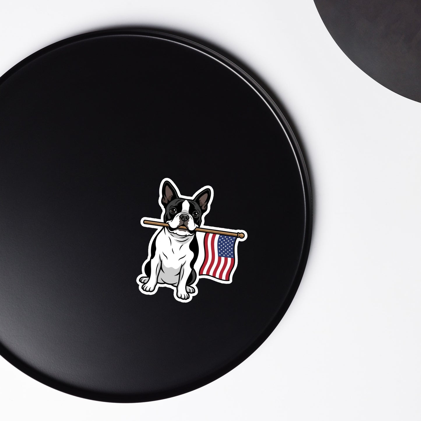 American Flag Boston Terrier Dog Magnet .