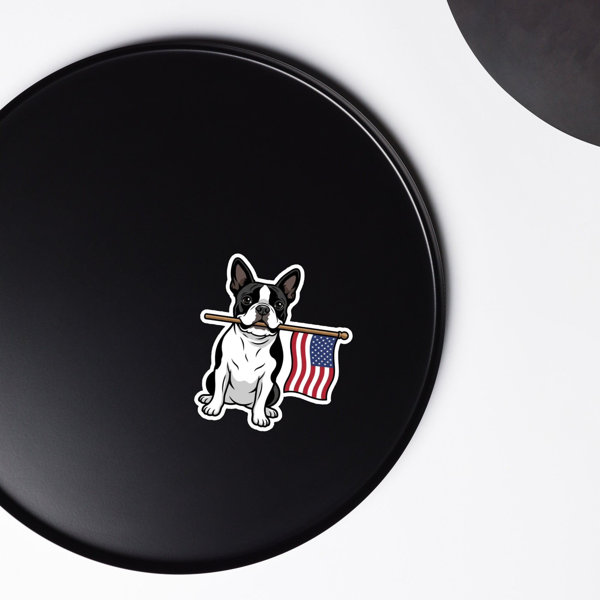 American Flag Boston Terrier Dog Magnet .