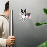 American Flag Boston Terrier Dog Magnet .