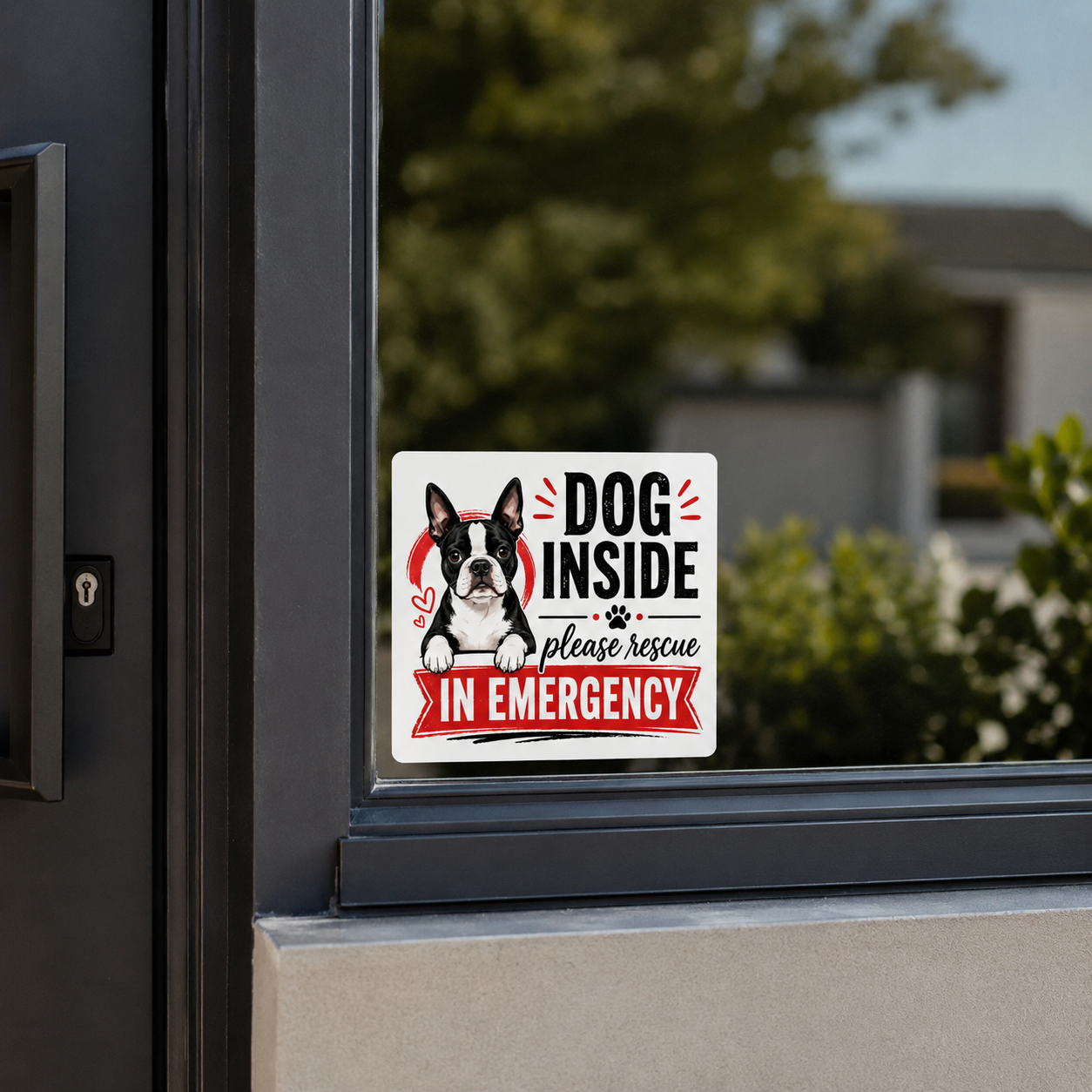 Boston Terrier Dog Inside Emergency Sticker – Rescue Alert Decal for Car & Home .