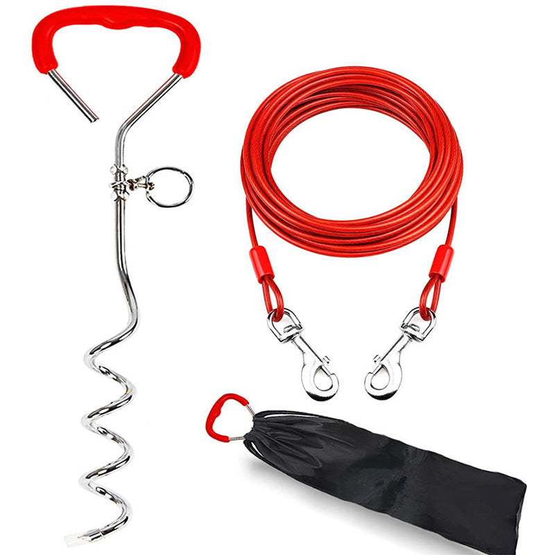 Dog Tie Out Cable With Ground Stake For Yard
