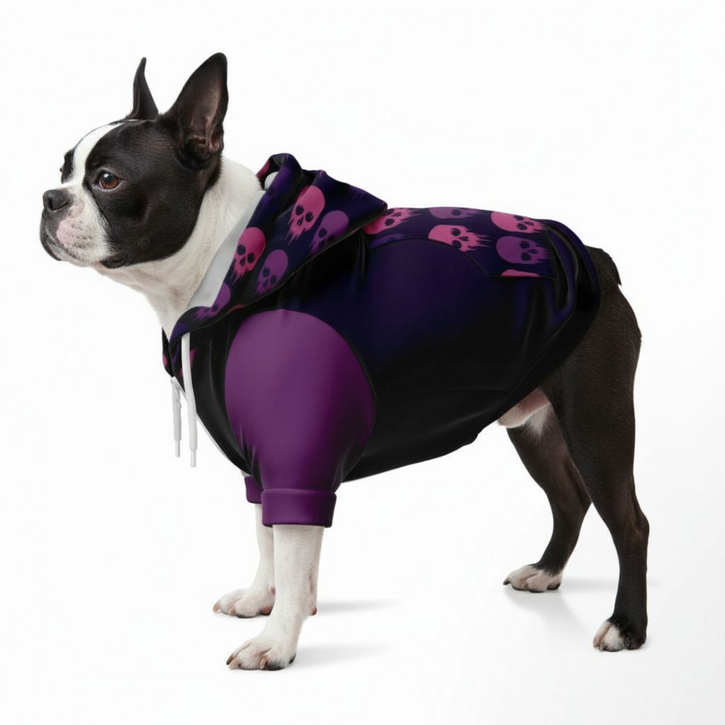 Dog Zip-Up Hoodie - Halloween Skulls