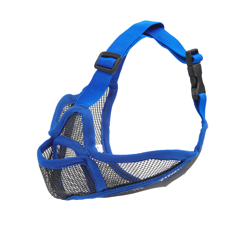 Short Snout Dog Muzzle to Prevent Eating Everything – Soft Mesh, Secure Fit . Blue