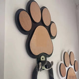 Paw Print Wooden Dog Leash Holder Wall Hook – Rustic Pet Collar & Coat Organizer, Paw Design Hanger Gift for Dog Lovers