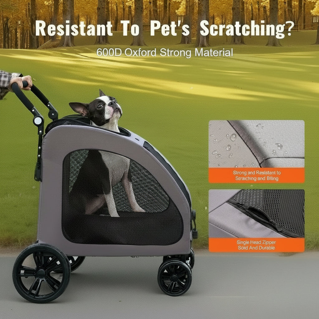 Pet Stroller 4-Wheels Dog Stroller Carrier 160 lbs Weight Capacity .