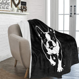 Boston Terrier Stencil Graphic – Minimalist Dog Lover Ultra-Soft Micro Fleece Blanket .