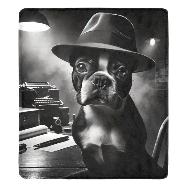 Film Noir Boston Terrier Dog Ultra-Soft Micro Fleece Blanket