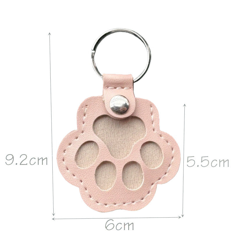 Leather Paw Print Keychain – Creative Pet Hair Keepsake Holder, Dog Paw Memorial Charm Key Ring Gift for Dog Lovers . Pink Venus