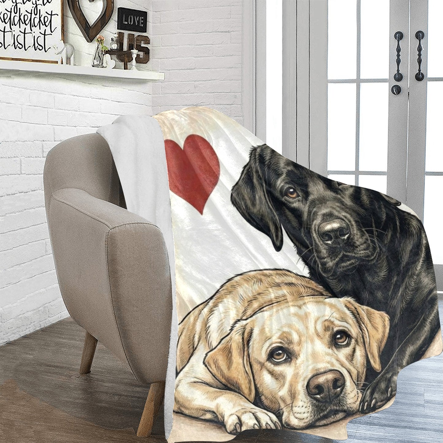 Two Golden Retrievers Love Portrait Ultra-Soft Micro Fleece Blanket .