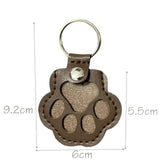 Leather Paw Print Keychain – Creative Pet Hair Keepsake Holder, Dog Paw Memorial Charm Key Ring Gift for Dog Lovers . Dark Brown
