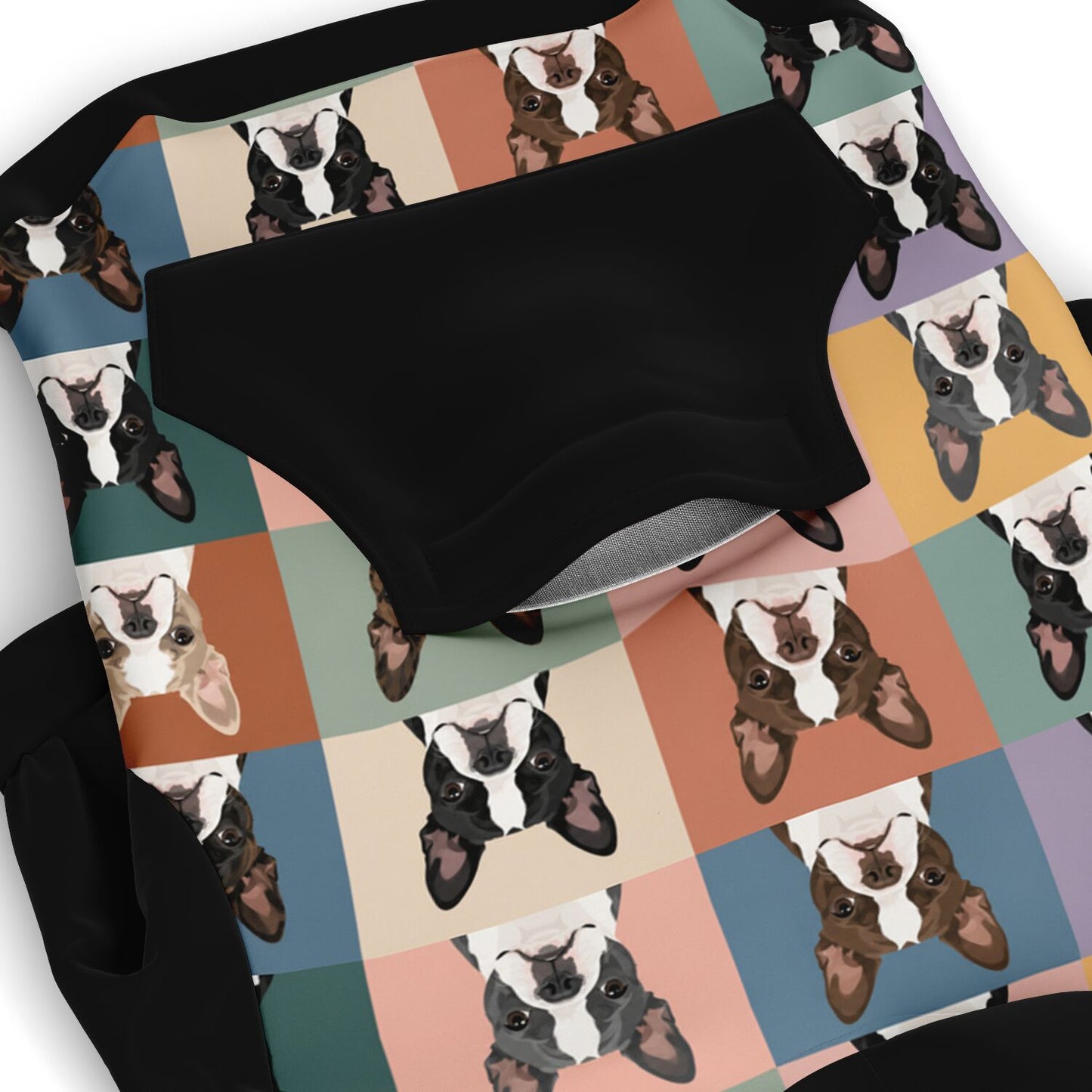 Pop Art Style Colored Boston Terriers Modern Tiles Pattern Fashion Dog Zip-Up Hoodie .