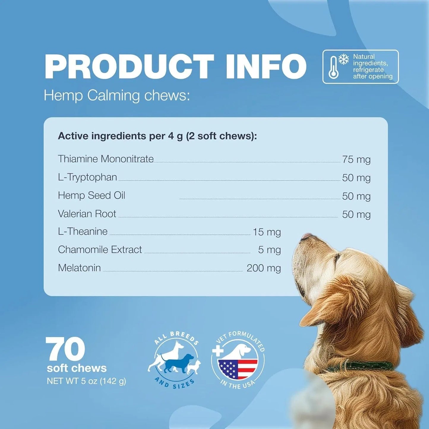 Hemp Calming Chews For Dogs Anxiety Relief Calming Treats With Melatonin Chamomile Extract Valerian Root