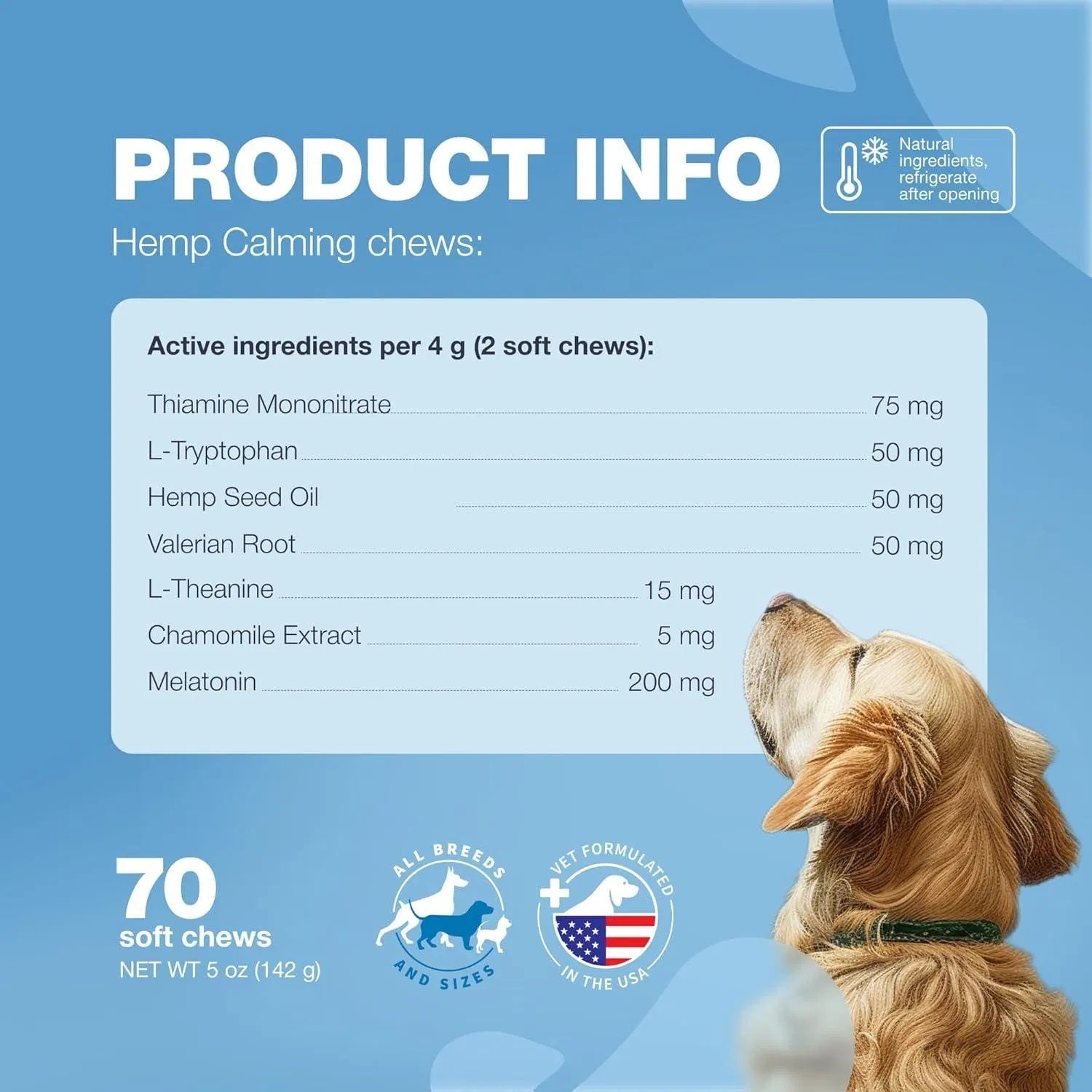 Hemp Calming Chews For Dogs Anxiety Relief Calming Treats With Melatonin Chamomile Extract Valerian Root