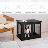Dog Crate Furniture, 32 Inch Wide Small Medium Dog Cage, End Table With 2 Doors, Puppy Kennel, Black .