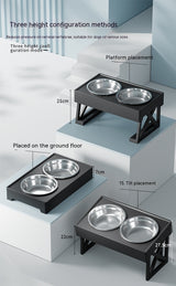 Adjustable Elevated Stainless Steel Plastic Slow Feeder Dog Bowl