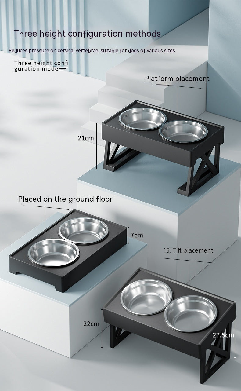 Adjustable Elevated Stainless Steel Plastic Slow Feeder Dog Bowl
