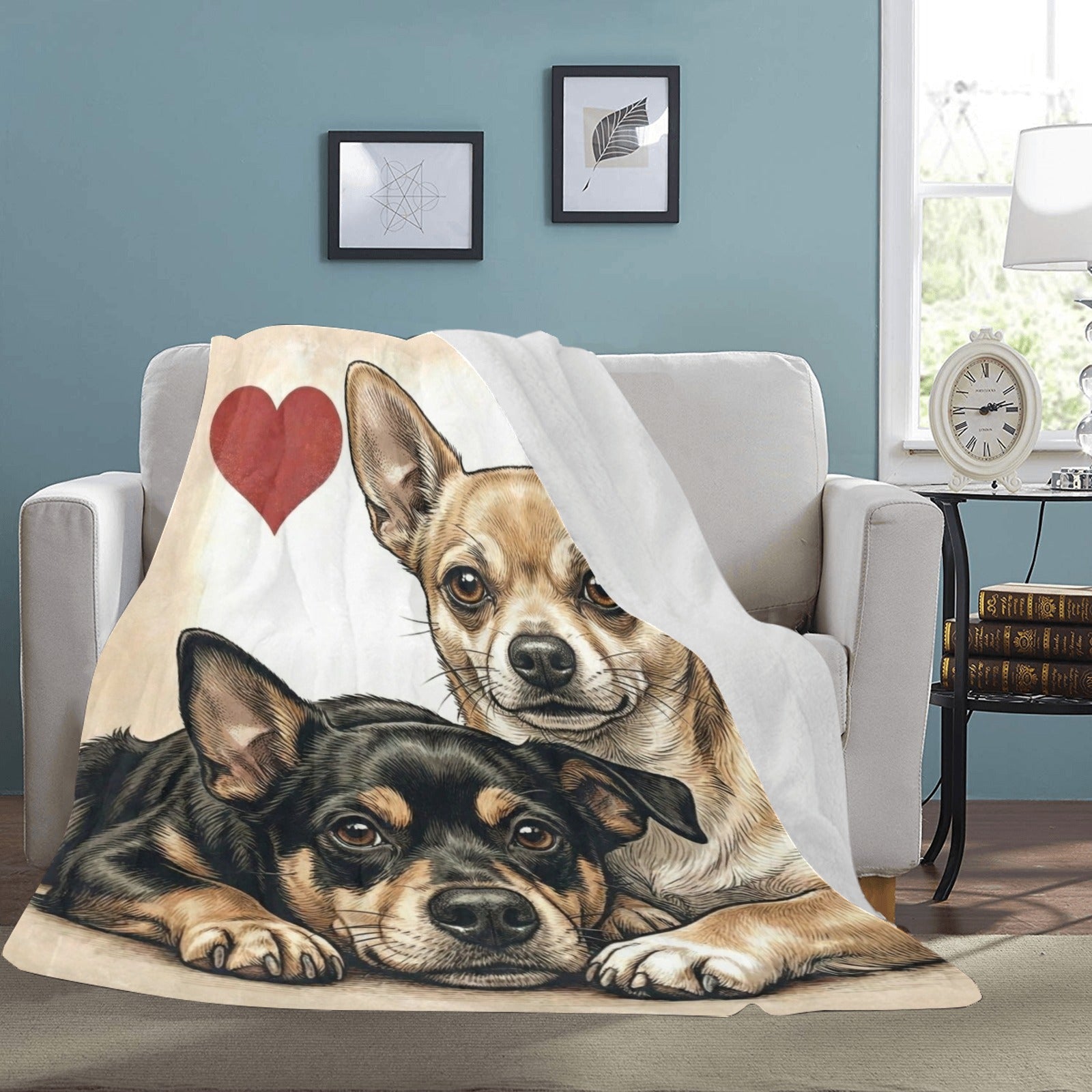 Two Chihuahuas Love Portrait Ultra-Soft Micro Fleece Blanket