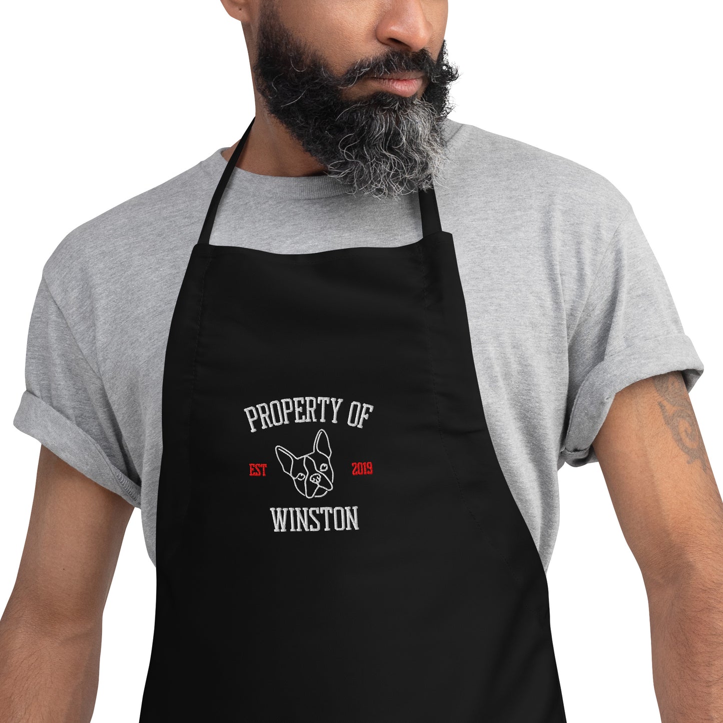 Property Of My Dog Custom Embroidered Apron .