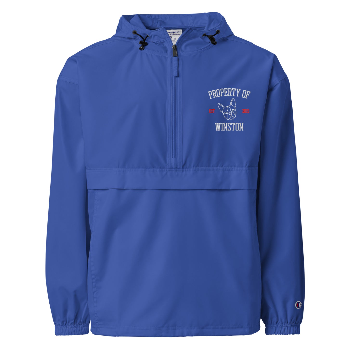 Property Of My Dog Custom Embroidered Champion Packable Jacket . Royal Blue