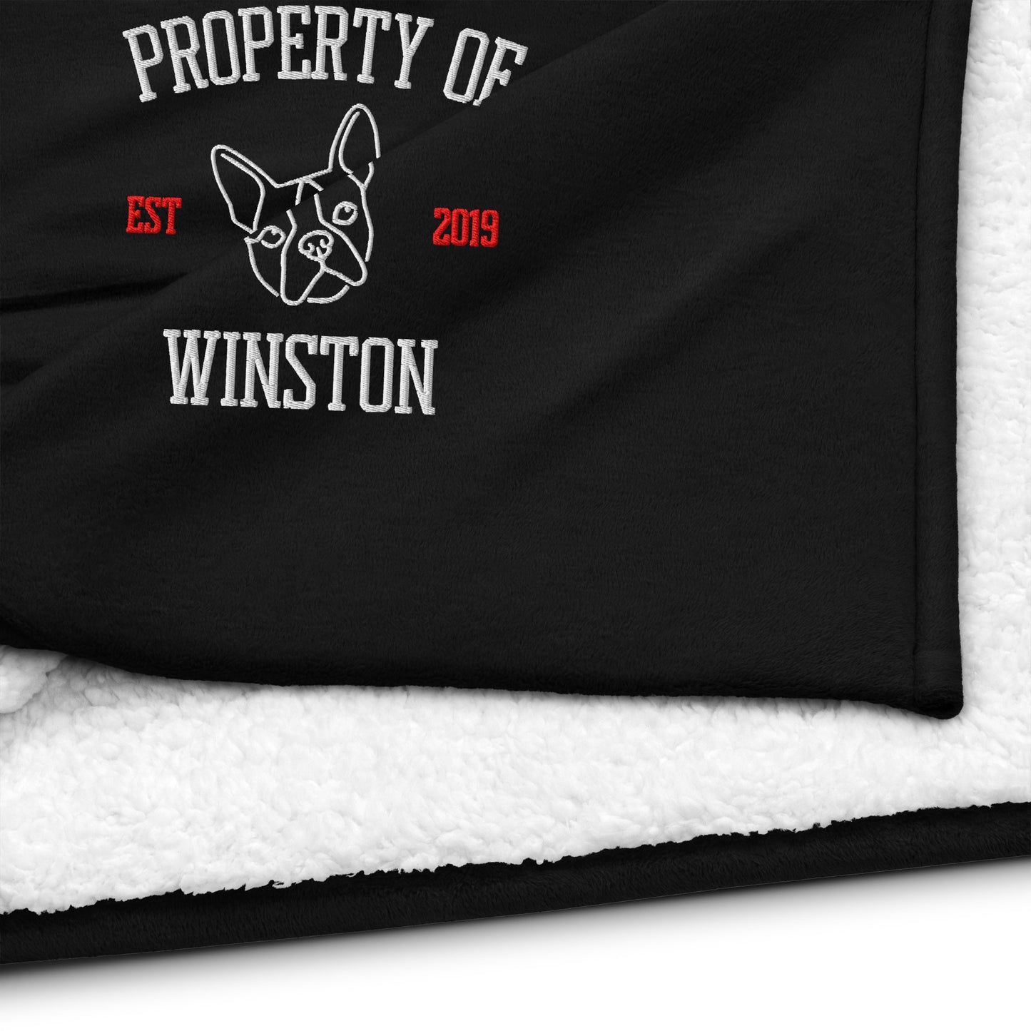 Property Of My Dog Custom Embroidered Premium Sherpa Blanket .