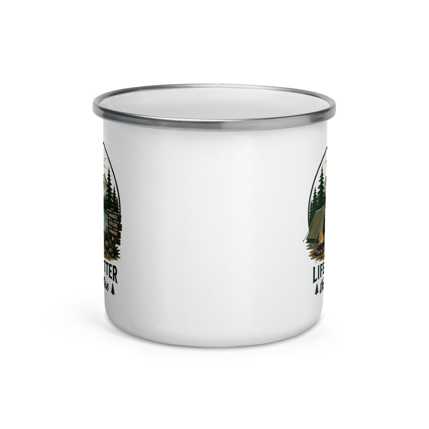Life Is Better Around the Campfire Boston Terrier Mug, Camping Dog Lover Enamel Mug .