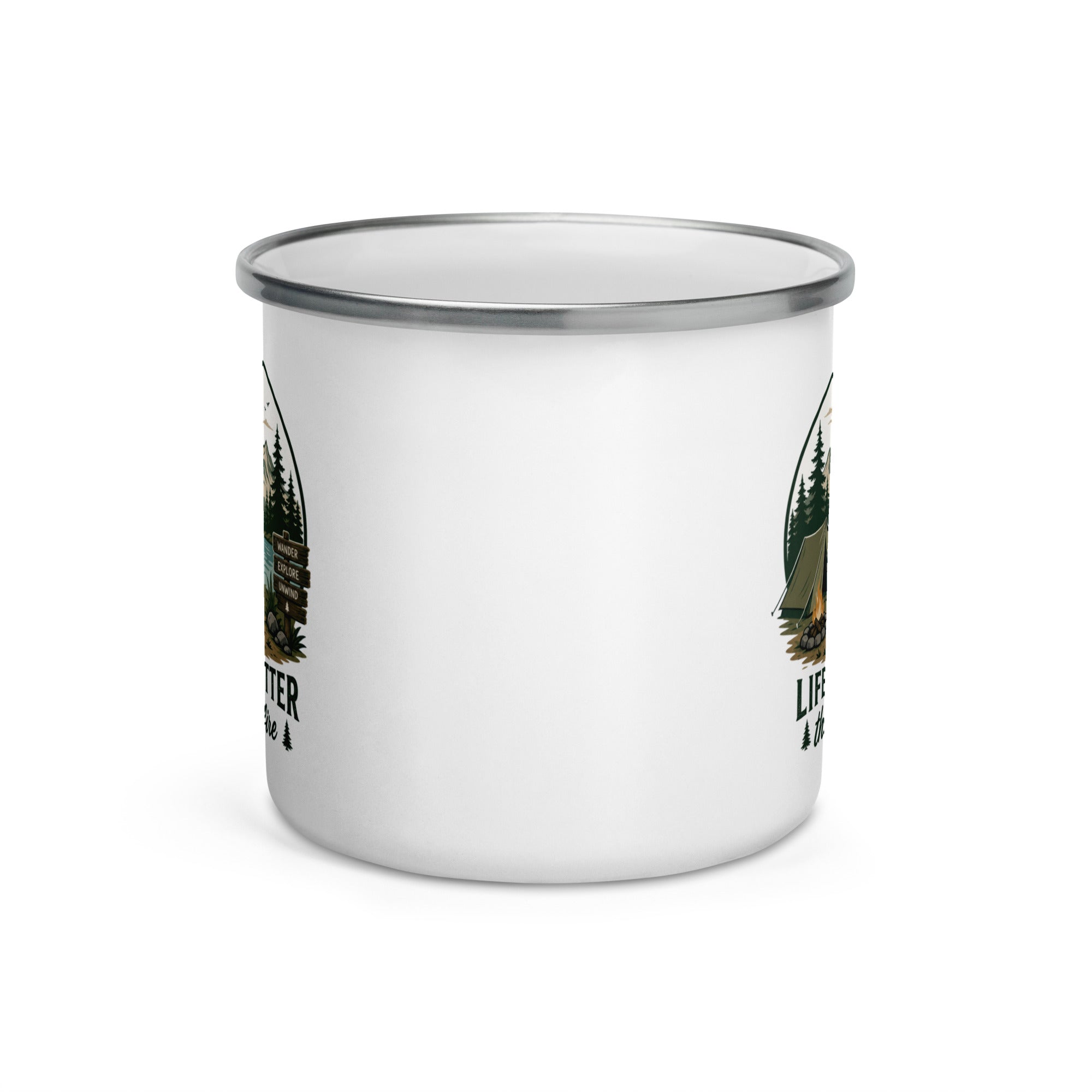 Life Is Better Around the Campfire Boston Terrier Mug, Camping Dog Lover Enamel Mug .